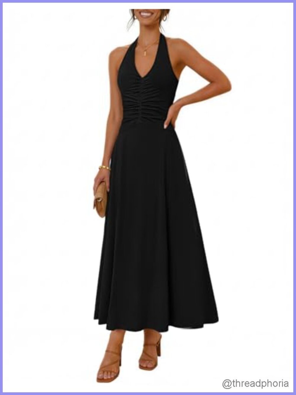 Formal Halter Sleeveless Backless Ruched Maxi Dress